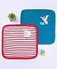 Babyoye Disney Interlock Knit Wash cloth with Dumbo Graphic L 28 X B 28 cm Pack of 2 - Red & Teal Blue