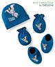 Babyoye Disney Interlock Knit Cap Mittens & Booties Set with Dumbo Graphic Navy Blue - Diameter 10 cm