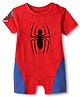Babyhug Marvel Interlock Knit Half Sleeves Romper With Spider-Man Graphics - Red & Blue
