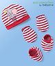 Babyoye Disney Interlock Knit Cap Mittens & Booties Set with Dumbo Graphic & Stripes White - Diameter 9.5 cm