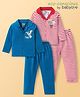 Babyoye Disney Single Jersey Knit Full Sleeves Night Suits with Stripes & Dumbo Graphics Pack of 2 - Blue & Red