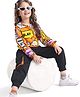 Ollington St. 100% Cotton Knit Full Sleeves Text Printed Sweatshirt & Joggers Winter Wear Set - Orange