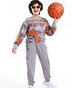 Ollington St. 100% Cotton Knit Full Sleeves Sweatshirt & Joggers Winter Wear Suit With Basketball Print - Grey