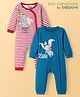 Babyoye Disney Interlock Knit Full Sleeves Striped & Dumbo Printed Rompers Pack of 2 - Red & Blue
