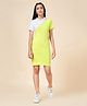 Coolsters by Pantaloons Cotton Half Sleeves Color Blocked Dress - Lime
