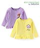 Babyoye Disney Interlock Knit Full Sleeves Jhablas with Bambi & Marie Graphic & Frill Detailing Pack of 2 - Yellow & Lavender