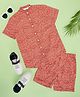 Indus Route by Pantaloons Cotton Half Sleeves Printed Coordinate Set - Coral