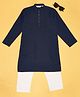 Indus Route by Pantaloons Cotton Full Sleeves Solid Kurta & Pyjama Set - Navy