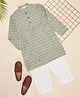 Indus Route by Pantaloons Full Sleeves Printed Kurta & Pyjama Set - Olive
