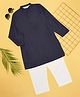 Indus Route by Pantaloons Full Sleeves Printed Kurta & Pyjama Set - Navy