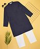 Indus Route by Pantaloons Full Sleeves Solid Kurta & Pyjama Set - Navy