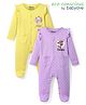 Babyoye Disney Interlock Knit Full Sleeves Footed Sleep Suits With Bambi & Marie Graphics & Pocket Detailing Pack of 2 - Yellow & Lavender