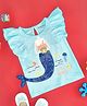 Pantaloons Baby Cotton Frill Sleeves Mermaid Printed & Sequins Embellished Top - Blue