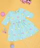 Pantaloons Baby Cotton Half Sleeves Polka Dots & Floral Printed Dress - Blue