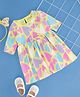 Pantaloons Baby Cotton Half Sleeves Hearts Printed Dress - Yellow