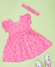 Pantaloons Baby Half Sleeves Floral Printed Dress With Headband - Pink