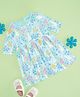 Pantaloons Baby Cotton Half Sleeves Floral Printed Dress - Blue