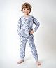 Primo Gino Cotton Knit Full Sleeves Night Suit with Game Controller Print-  Light Grey