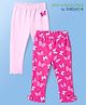Babyoye 100% Cotton Knit Full Length Leggings Butterfly Print Print Pack of 2 - Pink
