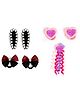 Ribbon candy Set of 1 Pair Pearl Tic Tac Pins Dangler & Rubberbands - Black Pink and Maroon