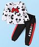 Babyhug Disney Single Jersey Knit Full Sleeves T-Shirt & Lounge Pant Set With Mickey Mouse Graphics - White & Black