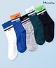 Honeyhap Premium Cotton Bamboo Spandex with Bio Finish Text Printed Socks Pack of 5 - Papaya & Bright White & Skydiver & Black & Lime Green & Grey Melange & Cadmium Green