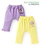 Babyoye Disney Interlock Knit Full Length Diaper Leggings with Bow Applique Bambi & Marie Graphic Pack of 2 - Lavender & Yellow