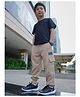 Nap Chief Cotton Exploring The Unknown Sticker Printed Cargo Joggers - Light Brown