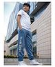 Nap Chief Slam Dunk Text Printed Cargo Joggers - Blue