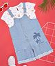 Pantaloons Junior Cotton Palm Trees Printed Dungaree With Half Sleeves Tee - Light Blue