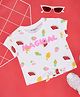Pantaloons Junior Half Sleeves Fruits Printed & Sequin Magical Text Embellished Tee - White