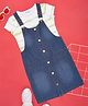 Pantaloons Junior Cotton Solid Pinafore Dress With Half Sleeves Abstract Printed Tee - Blue