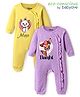 Babyoye Disney Interlock Knit Full Sleeves Rompers with Bambi & Marie Graphic Pack of 2 - Yellow & Lavender