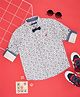 Pantaloons Junior Cotton Full Sleeves Floral Printed Shirt With Bow - Navy Blue