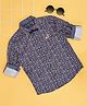 Pantaloons Junior Cotton Full Sleeves Floral Printed Shirt - Navy Blue