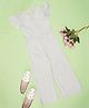 Pantaloons Junior Frill Sleeves Solid Self Design Jumpsuit - Silver