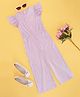 Pantaloons Junior Frill Sleeves Solid Self Design Jumpsuit - Lilac