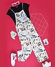 Pantaloons Junior Viscose Rayon Take It Easy Text Printed Jumpsuit With Half Cap Sleeves Inner Tee - Multi Colour