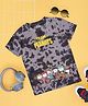 Pantaloons Junior Cotton Peanuts Featuring Half Sleeves Tie Dye Tee - Black