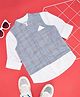 Pantaloons Junior Full Sleeves Solid Shirt With Checked Jacket Set - White
