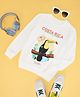 Pantaloons Junior Cotton Full Sleeves Bird & Text Printed Sweatshirt - White