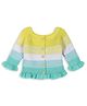 Windrop Solutions Wool Full Sleeves Crocheted Striped Sweater - Multi Colour