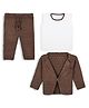 Windrop Solutions Wool Crocheted Solid Sweater & Pant With Full Sleeves Blazer - Brown