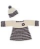 Windrop Solutions Wool Crocheted Full Sleeves Floral Designed Sweater With Cap - Beige