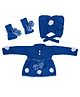 Windrop Solutions Wool Full Sleeves Floral Applique Designed Crocheted Sweater Dress Set - Blue