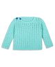 Windrop Solutions Full Sleeves Solid Crocheted Sweater - Green