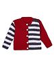 Windrop Solutions Full Sleeves Striped Crocheted Sweater - Red