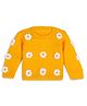 Windrop Solutions Full Sleeves Floral Embroidered Crocheted Sweater - Yellow