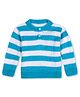 Windrop Solutions Wool Full Sleeves Crochet Striped Sweater - Blue