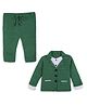 Windrop Solutions Full Sleeves Crocheted Blazer & Solid Pant Set - Green